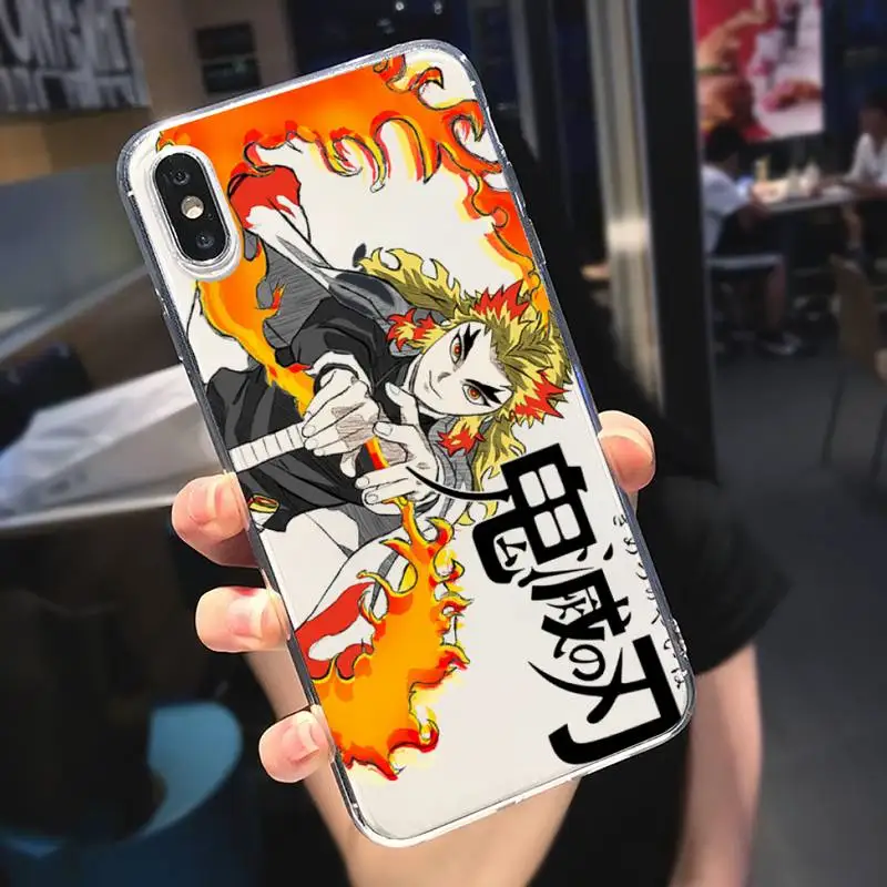 Kyojuro Rengoku anime Demon Slayer Telefon Primeru Pregleden mehko Za iphone 5 5s 5c se 6 6s 7 8 11 12 plus mini x xs xr pro max
