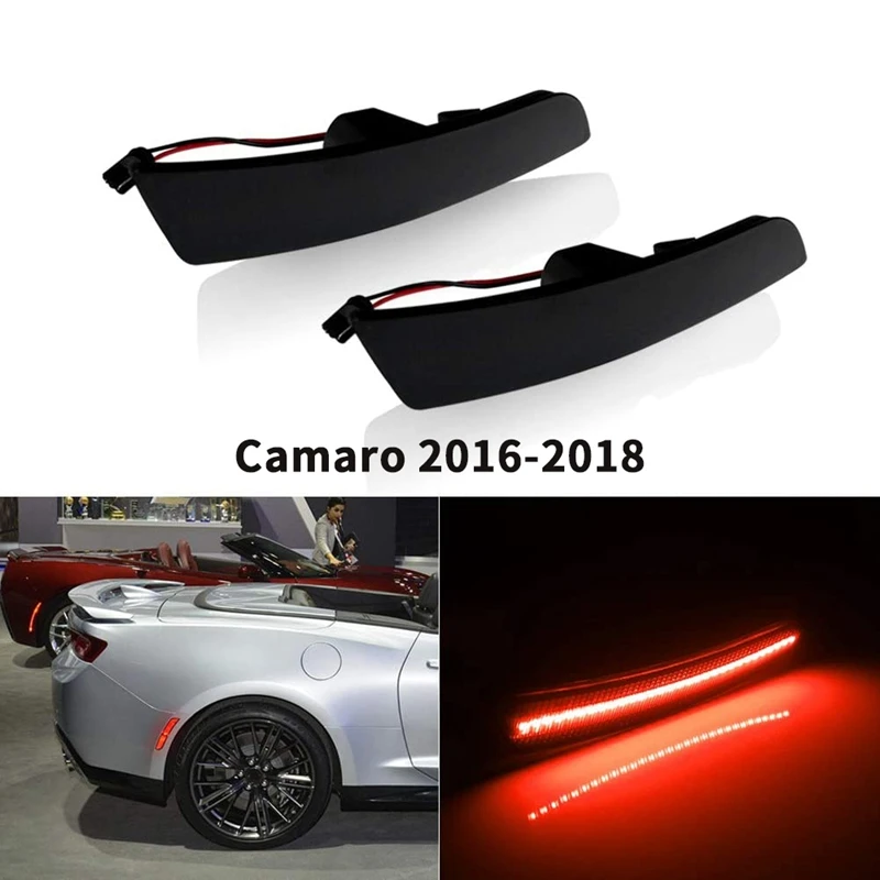 2PCS Prekajene Objektiv Rdeča LED Zadnje Strani Marker Luči, Odbijač Lučka Reflektor za Chevy Camaro 2016-2018