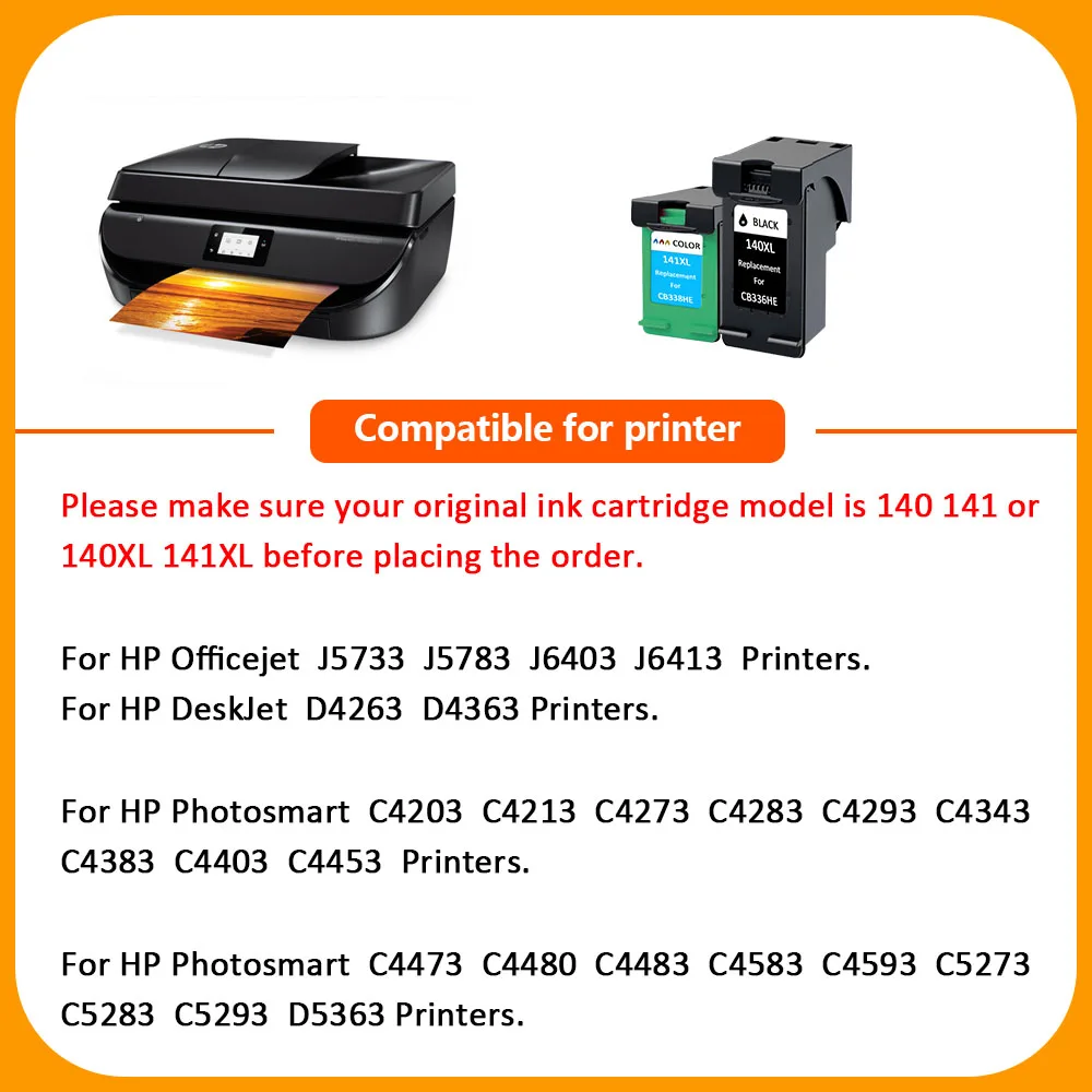 HIsaint 140XL 141XL Refilled Ink Cartridge Replacement for HP 140 141 for Photosmart C4583 C4483 C5283 D5363 Deskjet D4263
