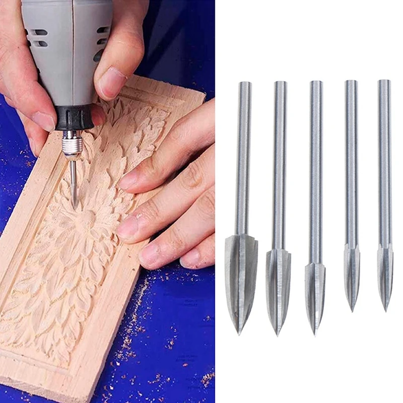 Lesa, Carvinga in Graviranje Drill Bit Nastavite Rezkanje Koren Rezalnik Carving Orodja 5PCS/Set