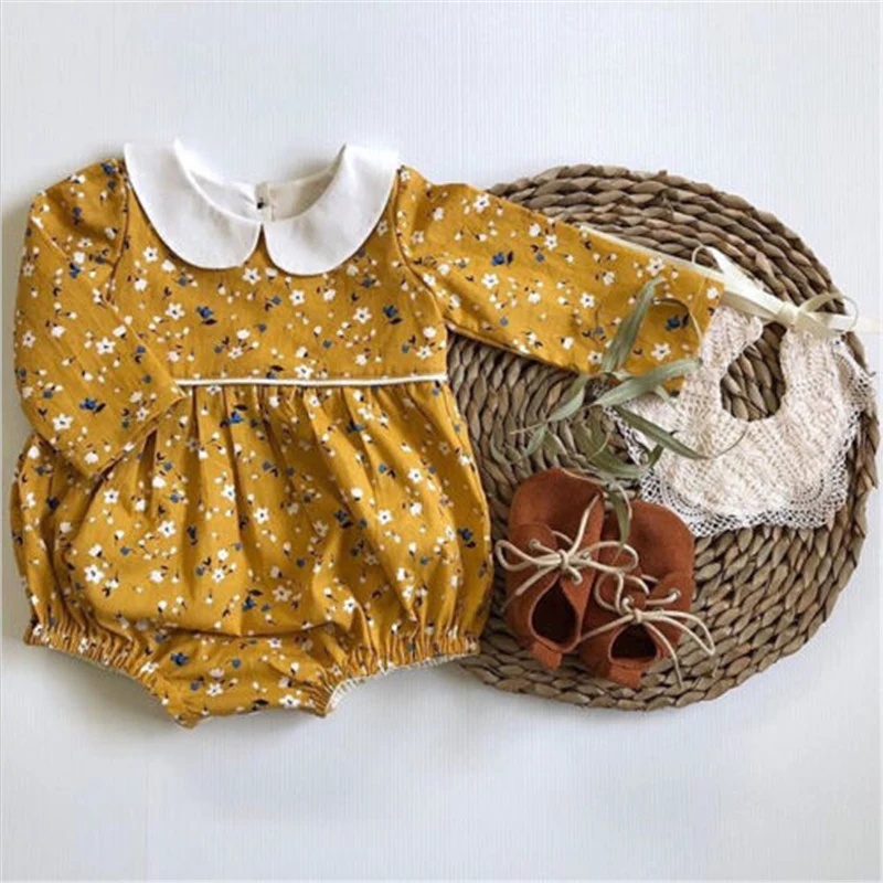Pudcoco Princesa Newborn Baby Dekle Cvetlični Oblačila Bombaž perilo z Dolgimi Rokavi Romper Sunsuit Princesa Obleke 0-18 M