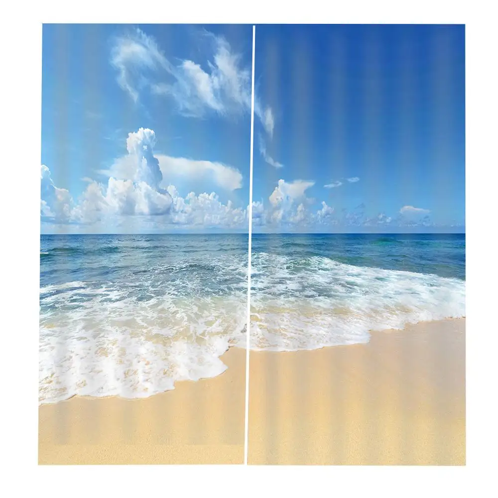 Po meri Soncu, Plaži Morje Val Zavese Digital Print Za dnevno sobo Blackout Draperije Notranji Dekor Nastavi 2 Plošče S Kavlji