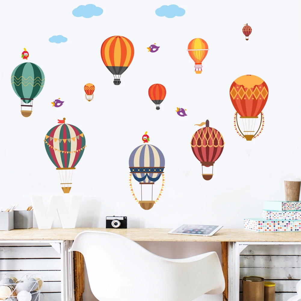 Risanka balon na vroč zrak balon, Stenske Nalepke za otroško sobe dekoracije doma ozadje vrtec Zidana otroci soba nalepke