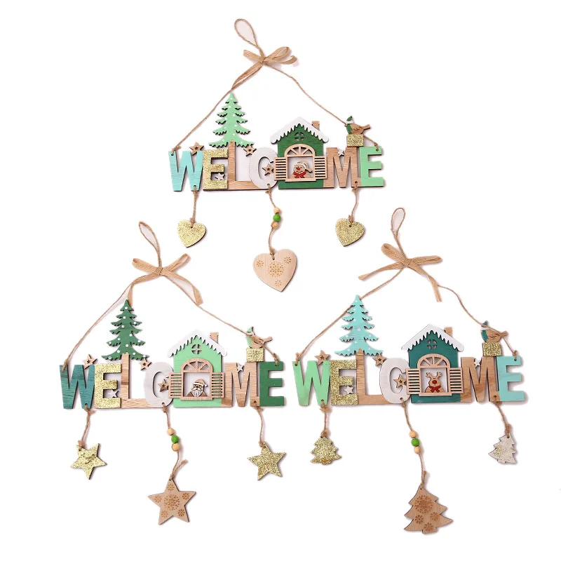 Božič Lesene Zvonovi Viseči Okras Dobrodošli Znaki Obesek Božično Drevo Obesek Stranka Božič Okraski