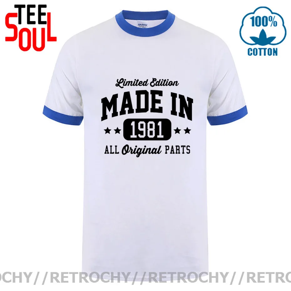 Retrochy Rojen leta 1981 T-shirt Letnik Izdelan Leta 1981 Limited Edition Vsi Originalni Deli majica Darilo za Rojstni dan Oblačila, Trenirke