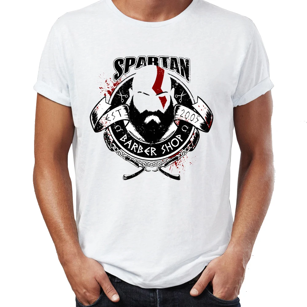 Moška Majica s kratkimi rokavi Kratos Berber Shop, Bog Vojne igre na Srečo Smešno Tee