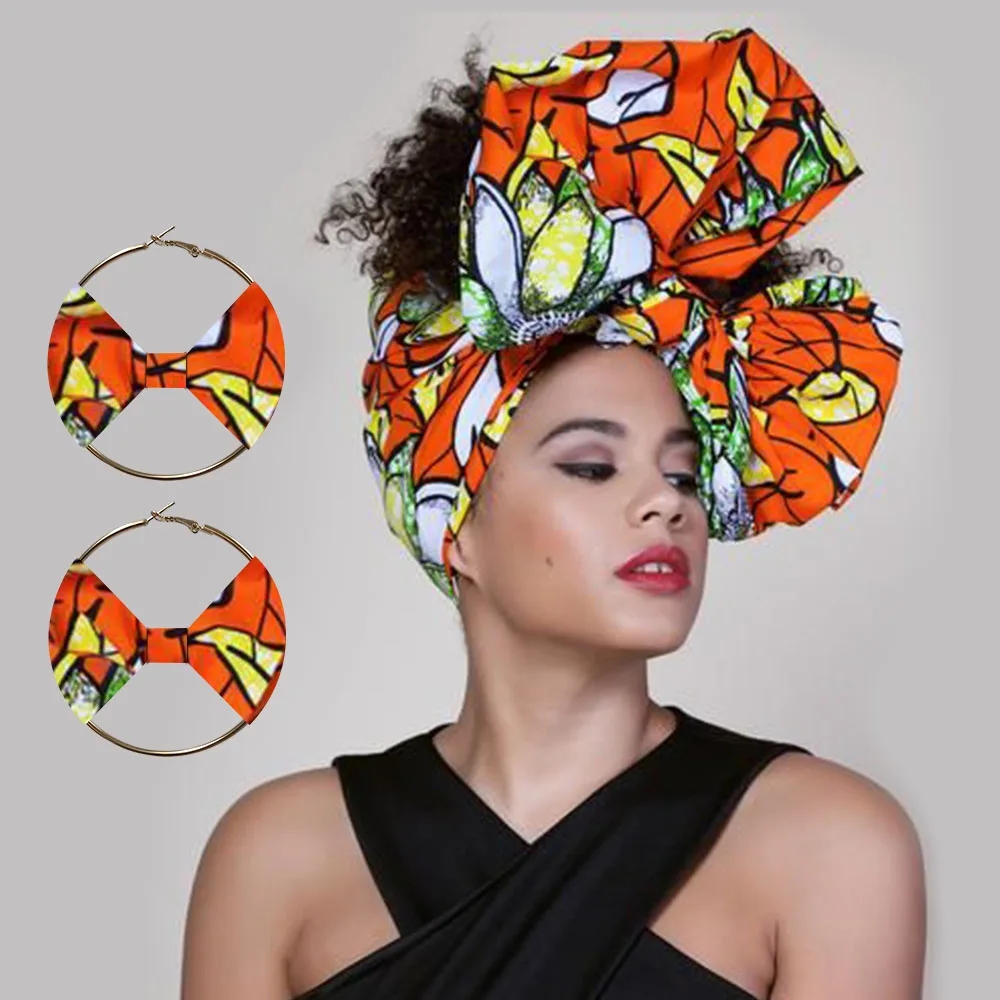 Afriške turbans Afriške headwraps za žensko Afriške headscarf Nigerijski headtie s pripadajočimi uhan