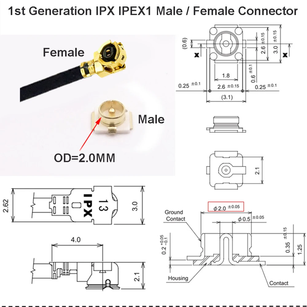 100 kozarcev MHF4 IPX IPEX4 MHF 4 Jack RG0.81 RF Skakalec Kabel 4. OD 0.81 mm Spojka za PCI Kartico WIFI brezžični Usmerjevalnik 10 cm 15 cm 20 cm
