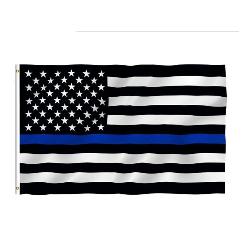 90X150cm Thin Blue Line Zastave Nalepke Črno Belo in Modro Ameriške Zastave, Nalepke za Prenosne računalnike ZDA Zastav Policija Policisti Zastav
