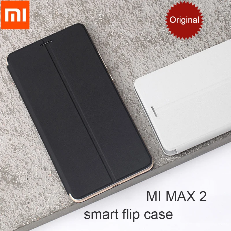 Prvotne Xiaomi Mi Max 3 Primer 2 Smart Flip PU Usnja Kritje pristen / Xiaomi Mi Max 3 MAX3 Kaljeno Steklo za Varovanje Film