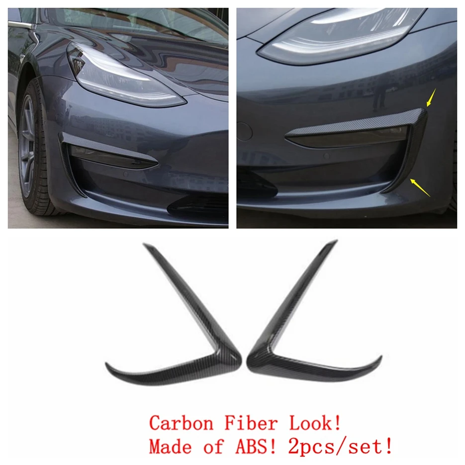Ogljikovih Vlaken Videz Rearview Mirror Skp / žarometi za Meglo Obrvi / Zadaj Air AC Plošča Pokrov Trim Za Tesla Model 3 2018 2019 2020