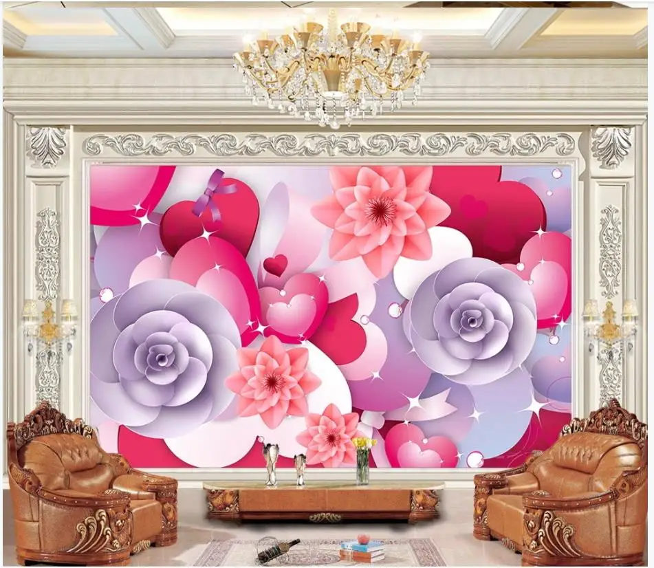 Po meri foto ozadja, 3d freske tapete za stene, 3 d Lepo romantično cvet odprt bogato dekle soba, poročna soba cvet steno