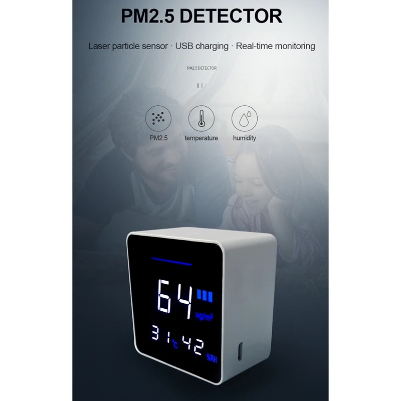 Kakovost zraka Spremljanje Temperature in Vlažnosti Detektorji za PM2.5 Senzor, Detektor Realnem Času, Prikaz
