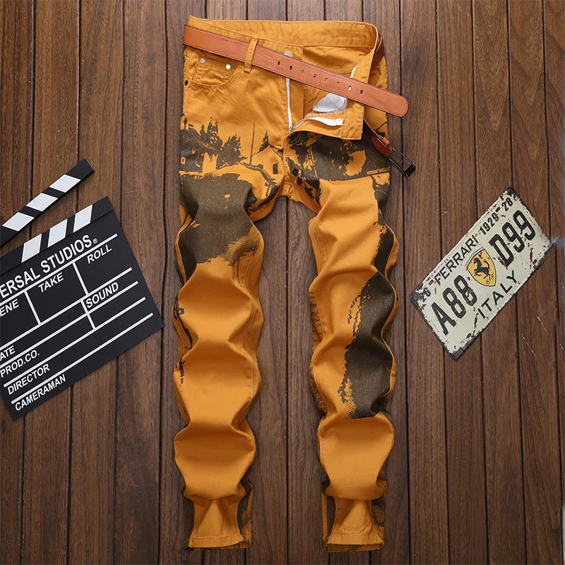 Moda za Tiskanje Priložnostne Jeans Hlače Moški Slim Fit Traper Hlače Jean Joggers Jeseni Leta 2019 Moških Hip Hop Ulične Hlače Oblačila WA107