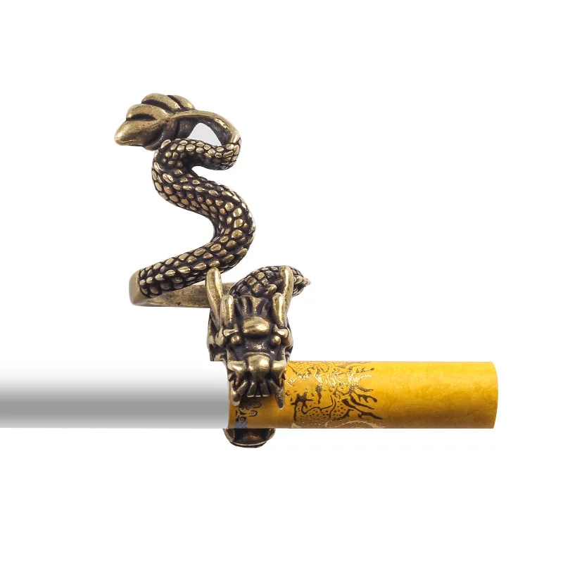Čisti Baker Zmaj Design Cigaret Obroč Imetnik Prst Stojalo za 8 mm Cigaret Letnik Nastavljiv Moške Kajenje Pribor Obroč
