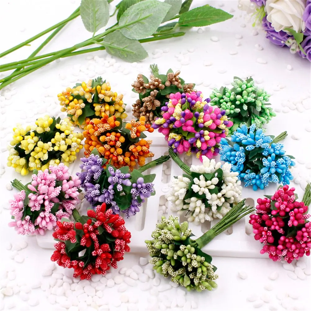 Umetni Stamen šopek rož za Poroko Polje Scrapbooking Dekoracijo DIY venci obrti Cvetje 12pcs/set