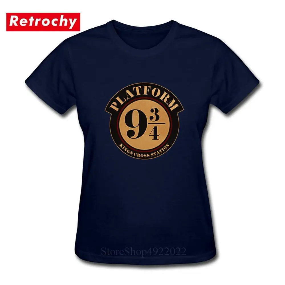 Vintage Platformo devet in tri četrtine Majica s kratkimi rokavi Ženske Harry T-Shirt Priložnostne Kratkimi Rokavi Tshirt Ženske Hipster Posadke Vratu Majice