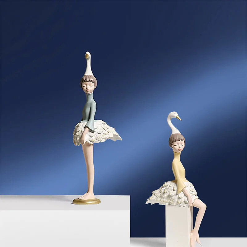 Ustvarjalne Smolo Swan Ballet Dekle Kipi Namizni Okras Baletni Plesalec Dekle Figurice Dom Dekoracija Dodatna Oprema Božično Darilo