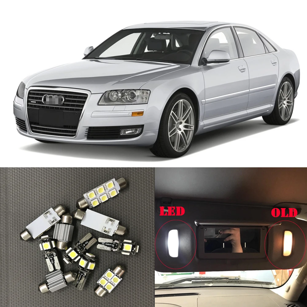 23x Bela barva Notranjosti LED Žarnice Canbus Komplet Za med 2002 in 2010 naraščal Audi A8 D3 Pribor Zemljevid Vrata Škatle za Rokavice registrske tablice lučka Lučka