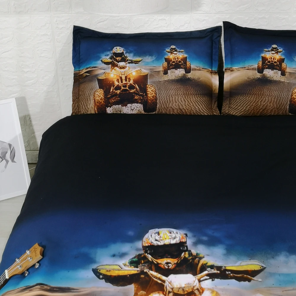Yi chu xin 3D otroške posteljnine komplet kraljica velikosti motocikel rjuhe kritje nastavite z prevleke Bedclothes fant bedline posteljo set