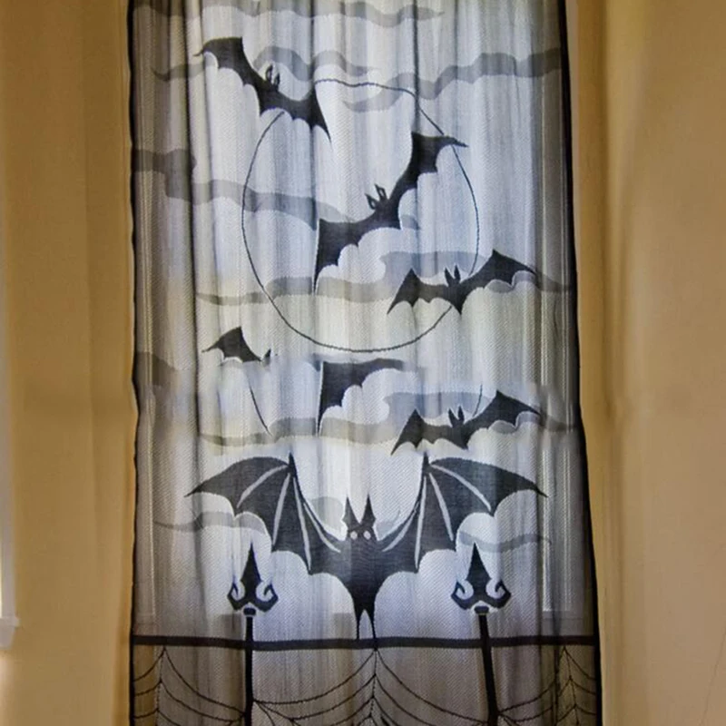 Halloween Zavese Duhovi Zavese Osnove Čipke Spider Web Bat Halloween Zavese 101x213cm Doma Počitnice Dekoracijo Zaves