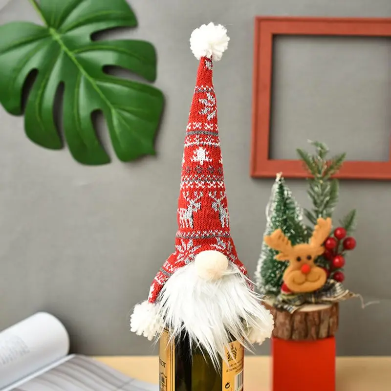 Božič Gnome Šampanjec, Rdeče Vino, Steklenica Pokrivalo Zajema Ročno Švedski Tomte Dekoracijo Počitnice Darilo