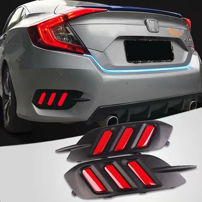 Za Honda Civic 2016-2017 4RD Rdeča LED Zadnji Odbijač Reflektor Zadnje Luči za Meglo Avto styling dodatki