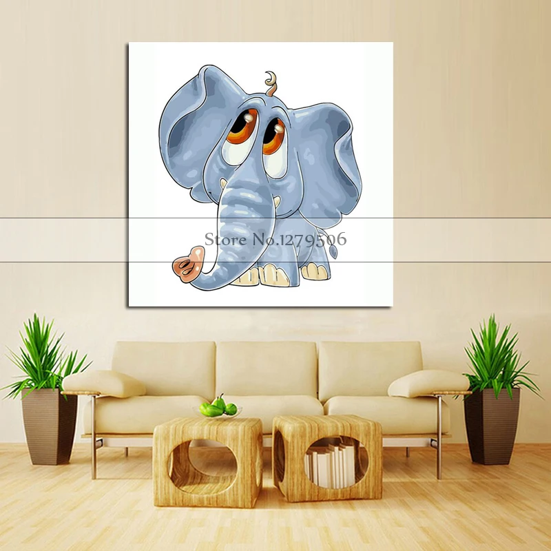 Ročno Poslikane Akril Platno Oljnih Slik Pisani slon Smešno Sodobna Povzetek Živali Wall Art za otroška Soba Dekoracijo doma