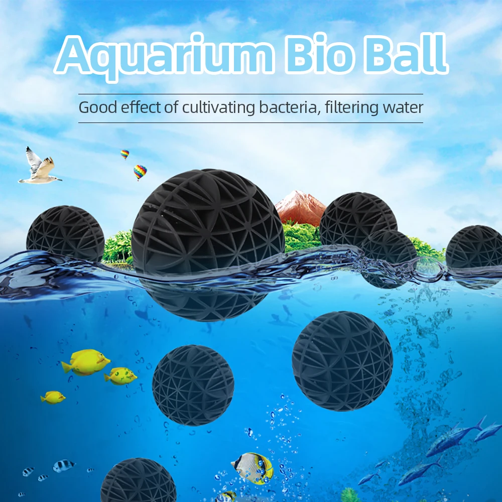 100 kozarcev Bioloških Bio Kroglice, Akvarijske Ribe, Nano Tank Mokro/Suho Posodo Filtra Medijev Črno Akvarij Filter dodatna Oprema Uporabljajte 18 mm