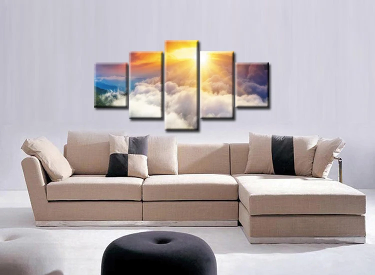 5 Plošči HD slikarstvo Sonce oblaki Wall Art Doma Dekoracijo dnevne Sobe, Tisk Na Platno Moderno Slikarstvo Uokvirjena J009-031