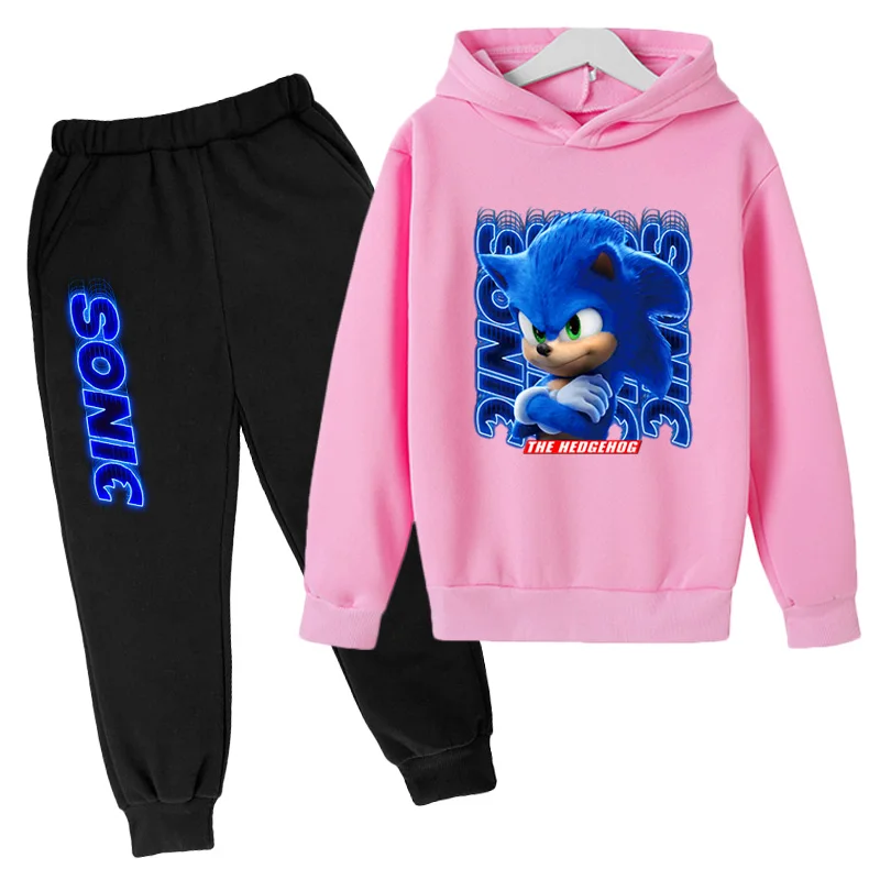 Fantje Hoodie Majica Sonic Hedgehog Oblačila, otroški Pulover Za Teen Dekleta Oblačila Baby Priložnostne Sportwear 2 Kosov Set