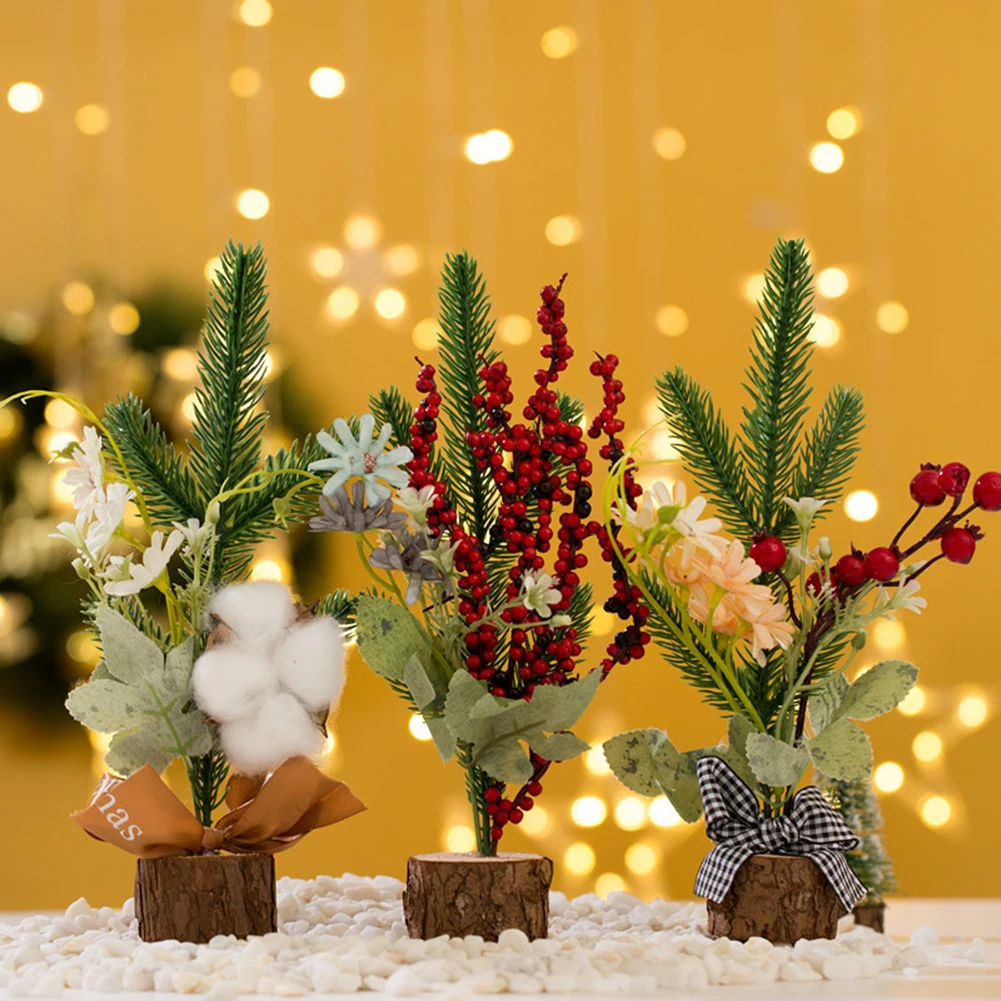1pc 25 cm Simulacije Cedre Majhne Božična Drevesa Mini Borovega Igle XMAS Obleko Gor dodatna Oprema Mini Božični Okrasek