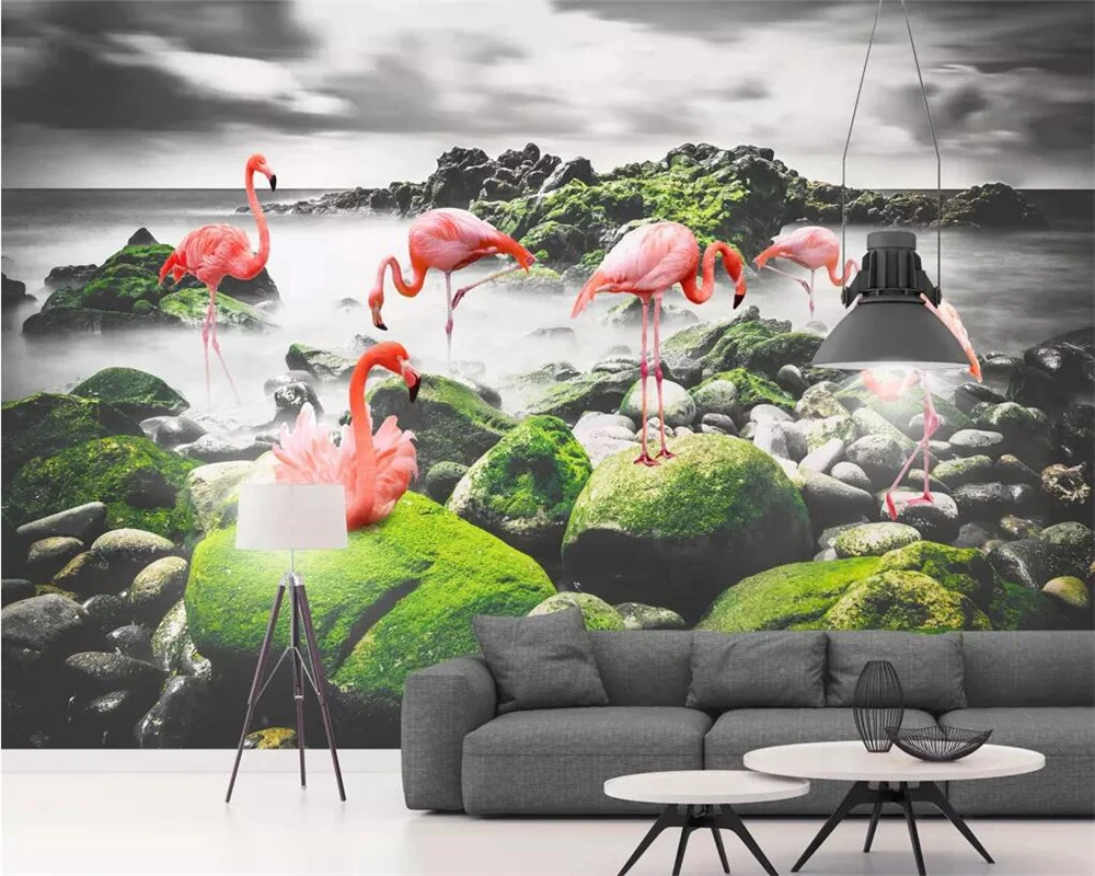Beibehang Ozadje zidana majhne sveže morske flamingo TV ozadju stene ozadje doma dekoracijo dnevne sobe, spalnice 3d ozadje