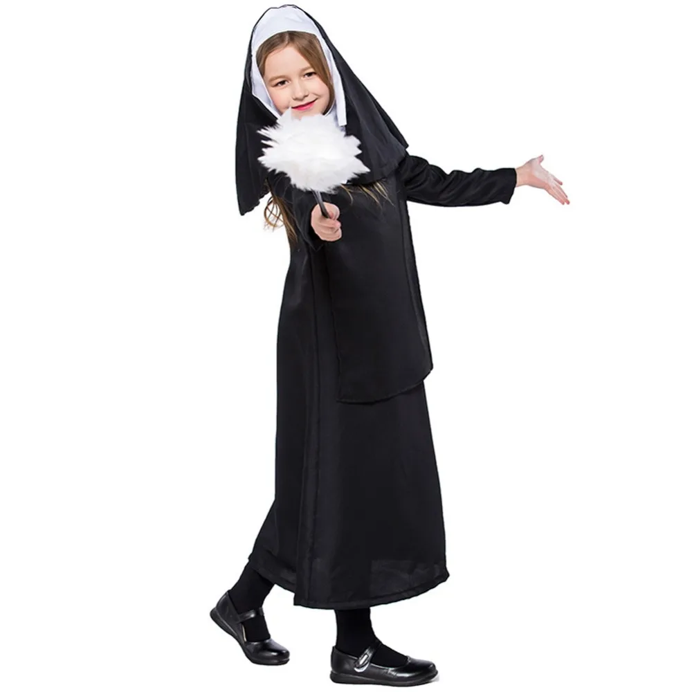 2PCs Deklica Klasičnih Nuna Obleko Halloween Kostum Fancy Stranka Obleko, ki je Primerna za 4-9 Let