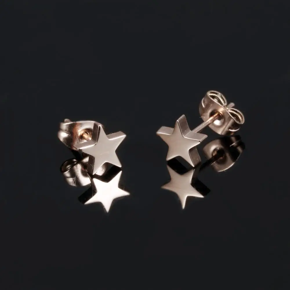 Minimalističen majhne Pentagram zvezda iz nerjavečega jekla stud uhani za ženske modni rose zlata pribor nakit aretes de mujer