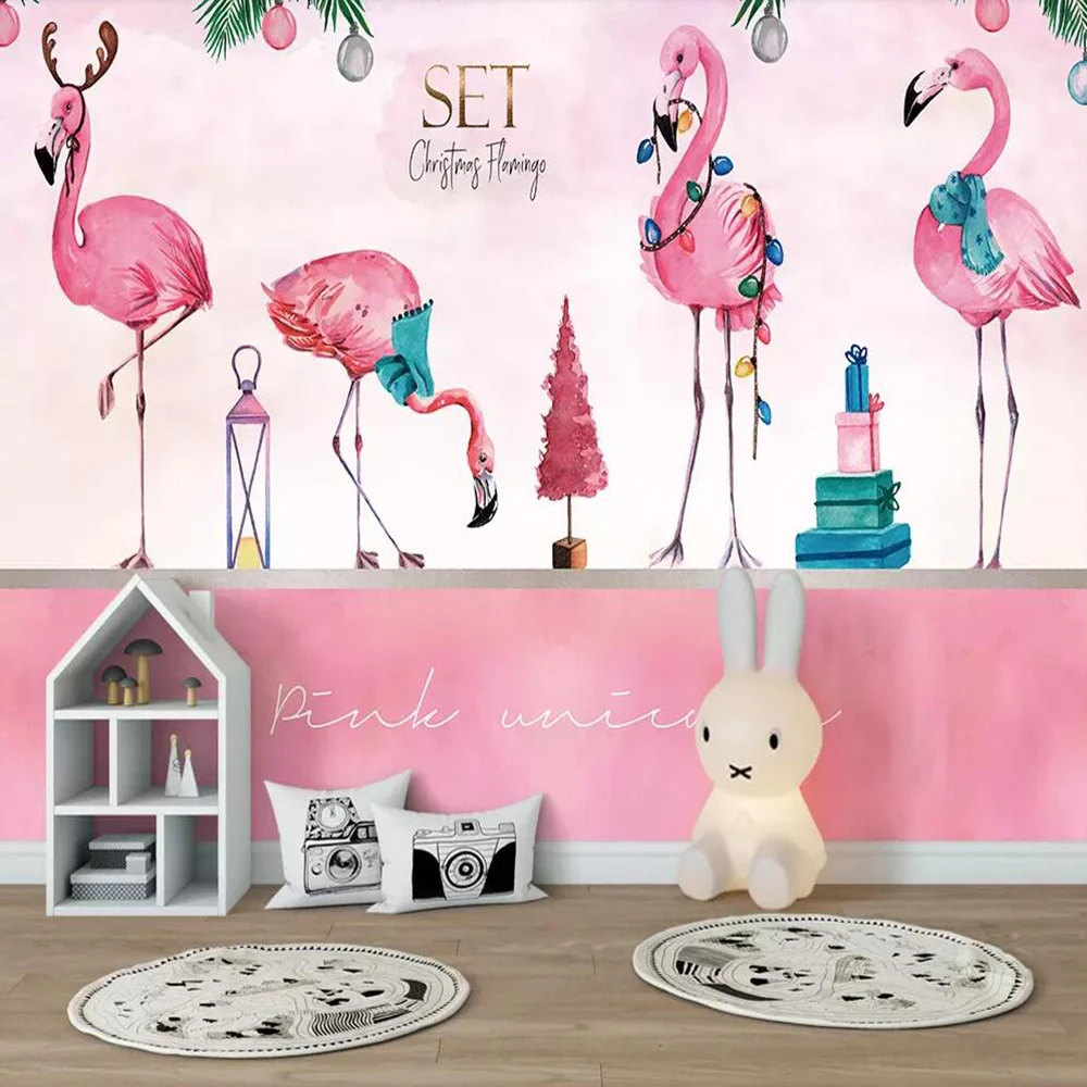 Milofi po meri velikih 3D ozadje zidana Nordijska pink flamingo, dnevna soba, spalnica dekoracijo sten ozadje zidana