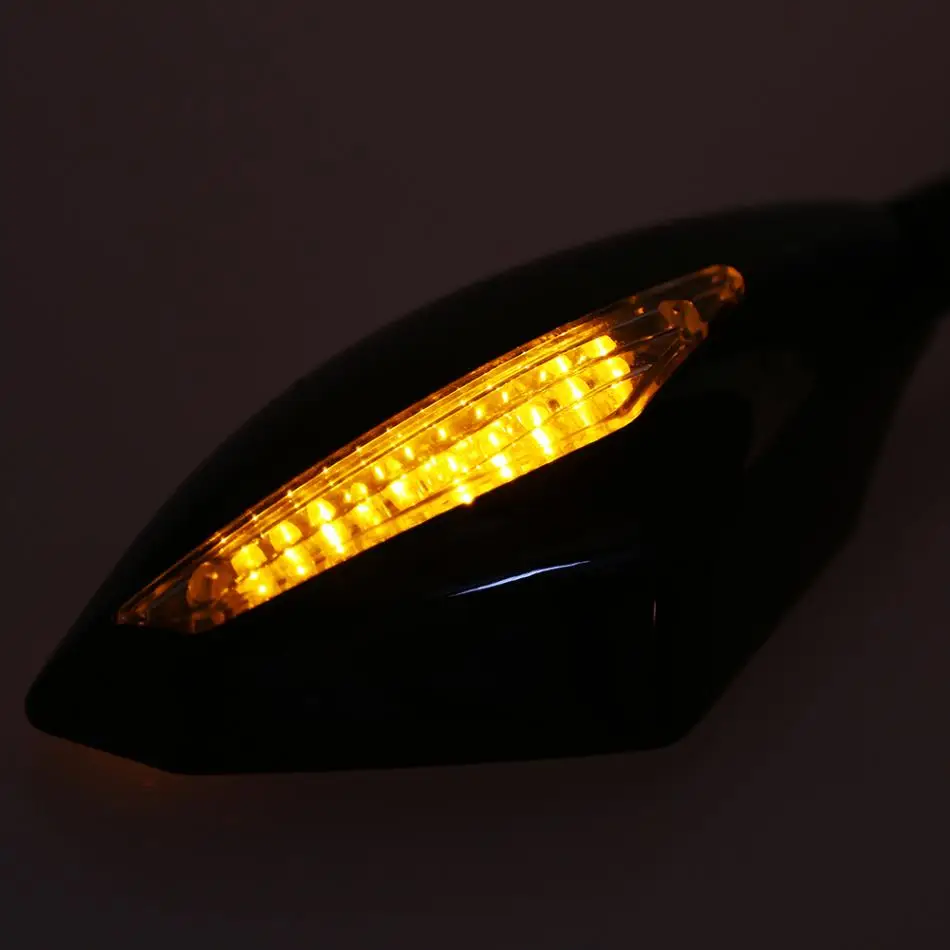 1 Par motorno kolo Črna Ogledal w/Puščični Slog LED smerokaze Svetlo rumena Luč