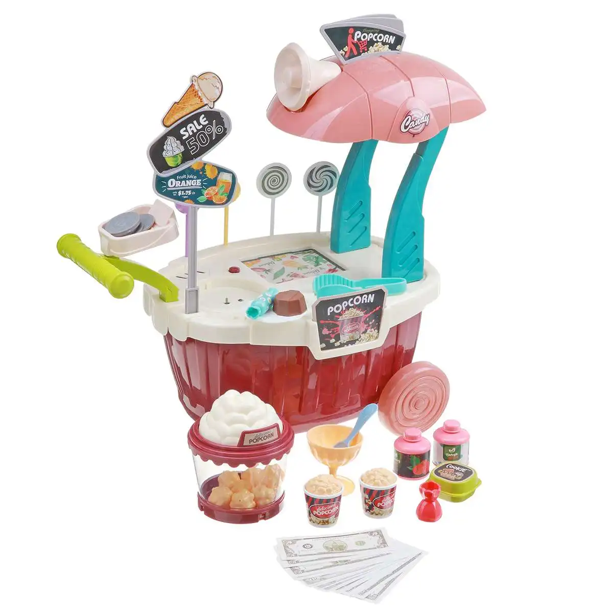 55Pcs Otroška Igrača, Otroci, Kuhinja Pretvarjamo, Igra Igrače Simulacije Kokice Ice Cream Shop Kuhinja Košarico Set Hrane Model Igrače Otrokom Darila
