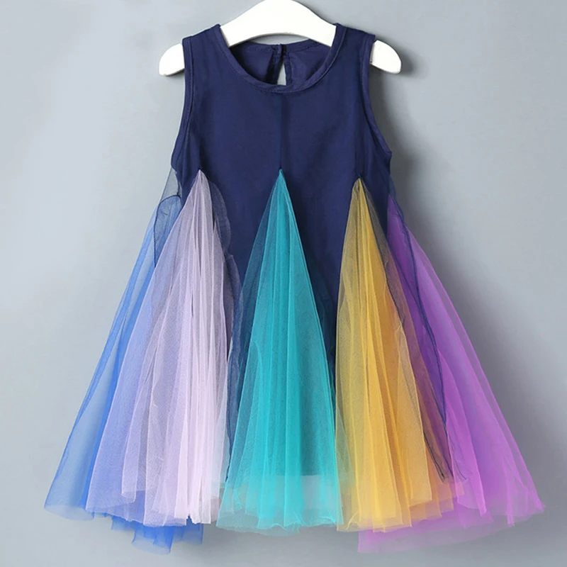 2020 Otroci Obleko Pisane Trak Punca Obleke Otroci Oblačila Sleevelesss Poletje Slog, Otroška Oblačila Dekle Obleko
