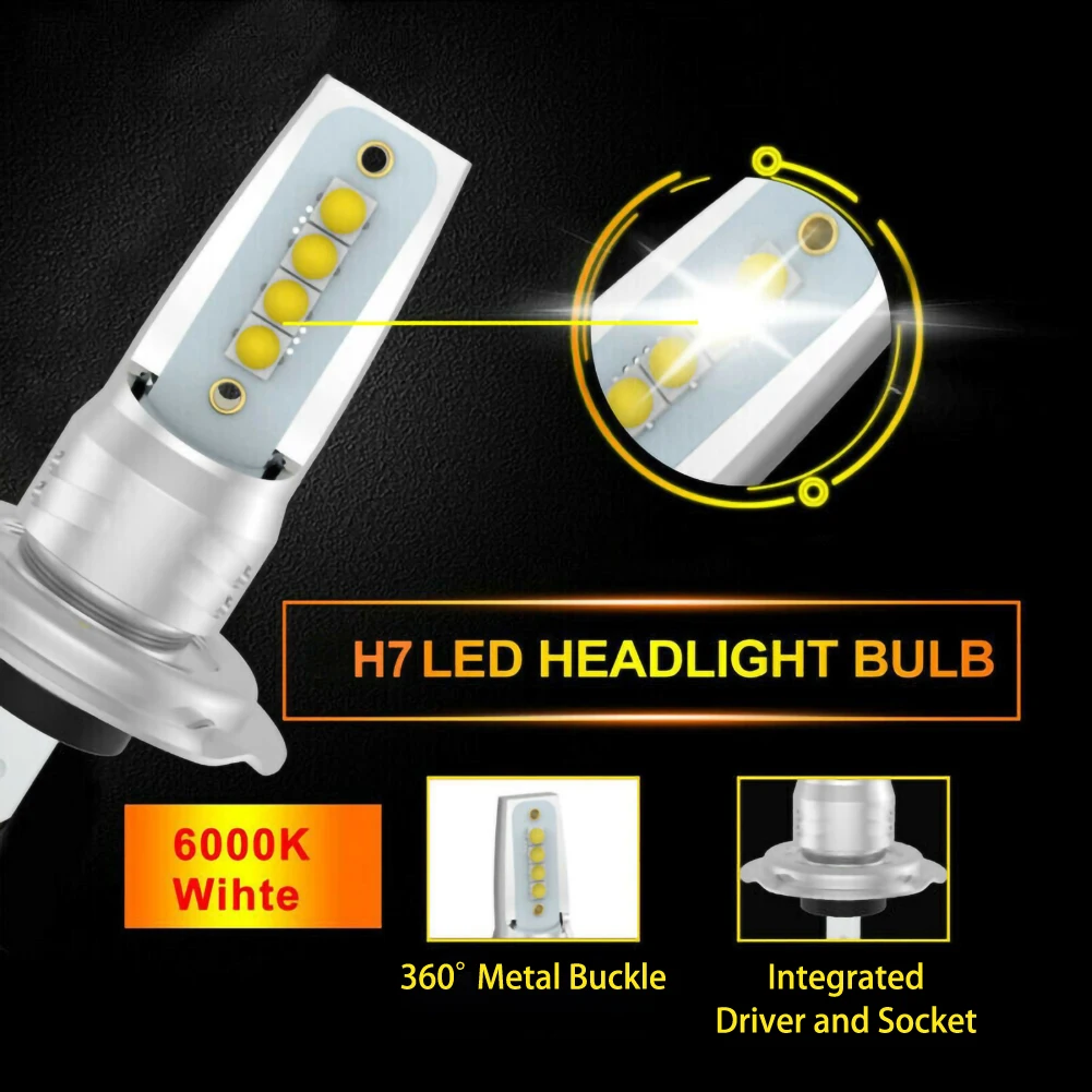 1Pair H7 LED Smerniki Konverzij Nastaviti Žarnica Cob 5000LM / 55W Žarnice / podaljšana osvetlitev (Bulb 6000K Bela Visoki Kakovosti Avto Led Smerniki Žarnice
