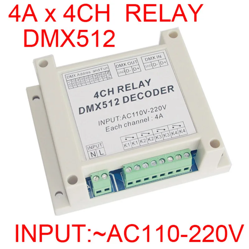 Debelo 4CH krmilnik Dekoder AC110-220V DMX ŠTAFETA 4 channel dmx512 3P releji stikala uporabite za RGB led trakovi luči led svetilke