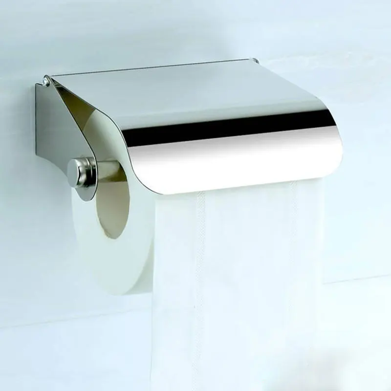 Kuhinja trak papirja steno nameščenih wc Toaletni Papir Roll Imetnik s Krivuljo Pokrov iz Nerjavečega Jekla Stenske za Kopalnico @LS