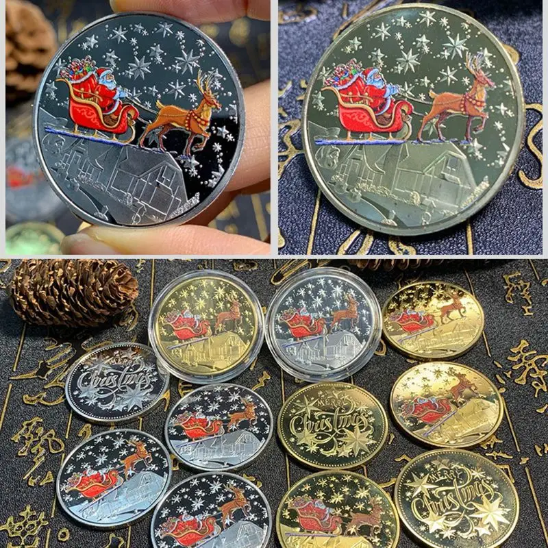 2020 Barva Božič Santa Claus Spominski Kovanec S Spominki Zbirateljske Umetnosti