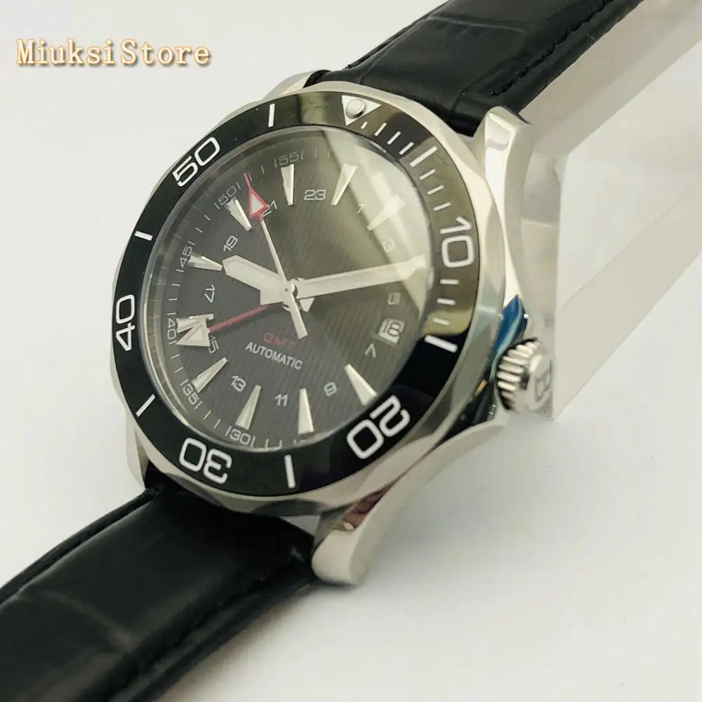Bliger 41mm safirno steklo, keramiko, nato pa zavrtite ploščo black sterilne izbiranje GMT datum svetlobna samodejno mens vrh luksuzni poslovni watch