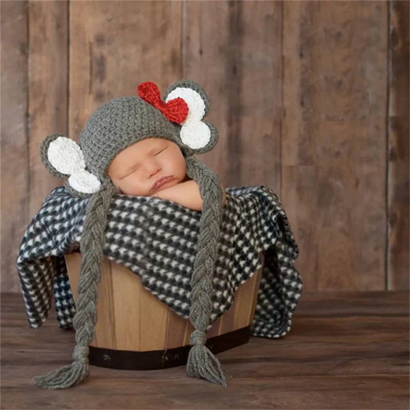 Crochet Baby Fotografija Rekviziti Newborn Baby Dekleta Foto Dodatki, Obleke, Pletene Dojenčka Slon Klobuki Kostumi