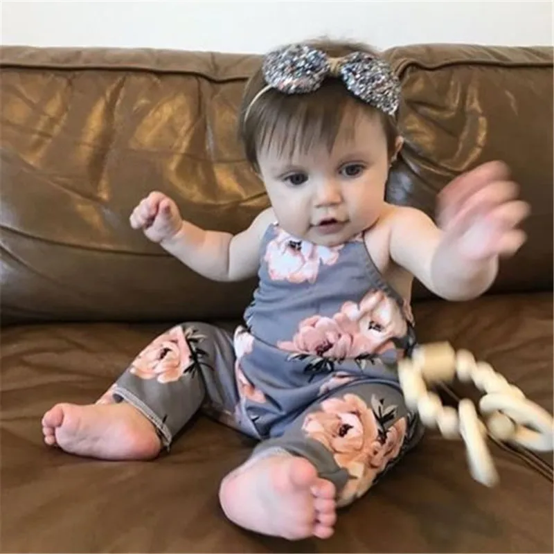 Najnovejši 2019 Baby Toddler Cvetlični Povodcem Igralne Obleke Mali Otroci Dekle Jumpsuit Harem Hlače Poleti, Otroška Oblačila,