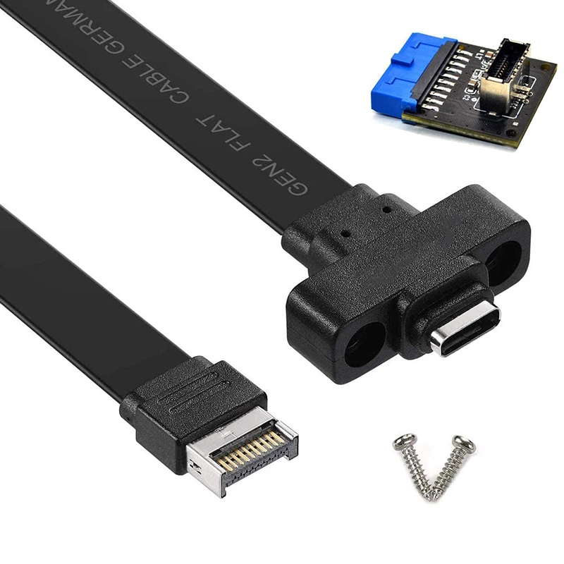 USB 3.1 Tip C Sprednji Plošči Glava Podaljšek 50 cm, USB 3.1 Vrste E na USB 3.1 Tip C Kabel,Gen 2 10 Gbps Kabel