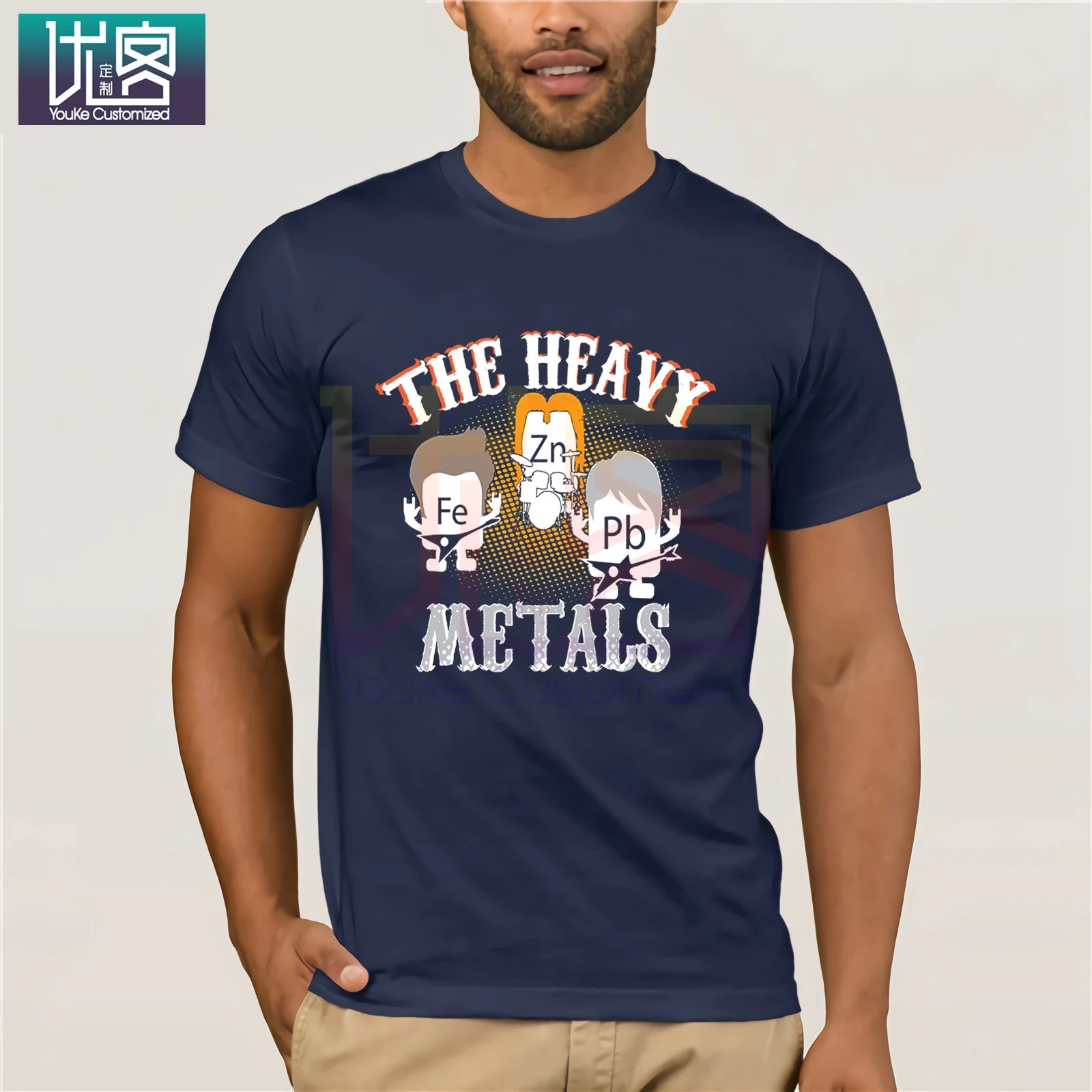 Težke Kovine Smešno Kemija Elementov Rock T-Shirt Periodnega Rock Roll Biologijo Tee Odraslih T-Shirt Letnik Posadke Vratu