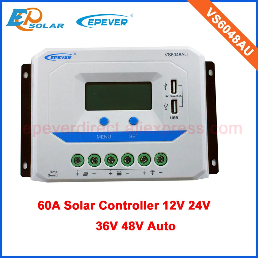 60A EPEVER Sončne energije banke krmilnik VS6048AU s temperaturno tipalo, regulator lcd-zaslon vrata USB 12V/24V/36V/48V dela