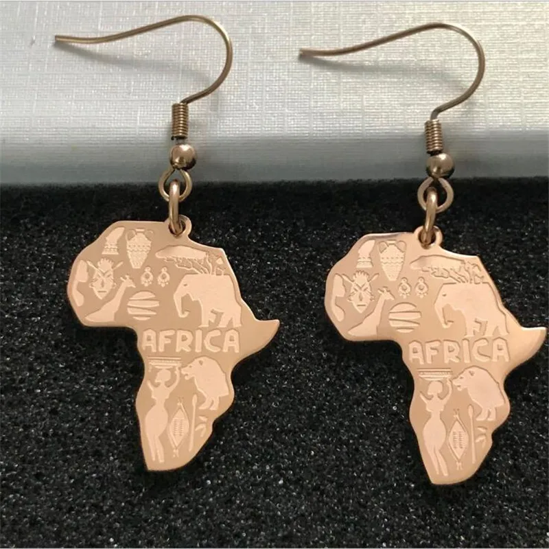 YEYULIN Veliki Uhani Afriki Zemljevid Pretiravati Večje Uhan Zlata, Srebrna Barva Afriške Okraski Tradicionalni Etnični Hyperbole Darila